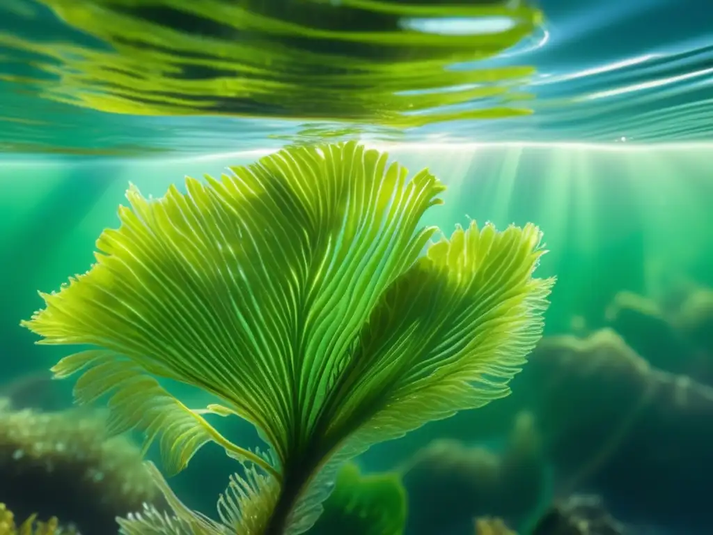 Algas marinas vibrantes en agua cristalina