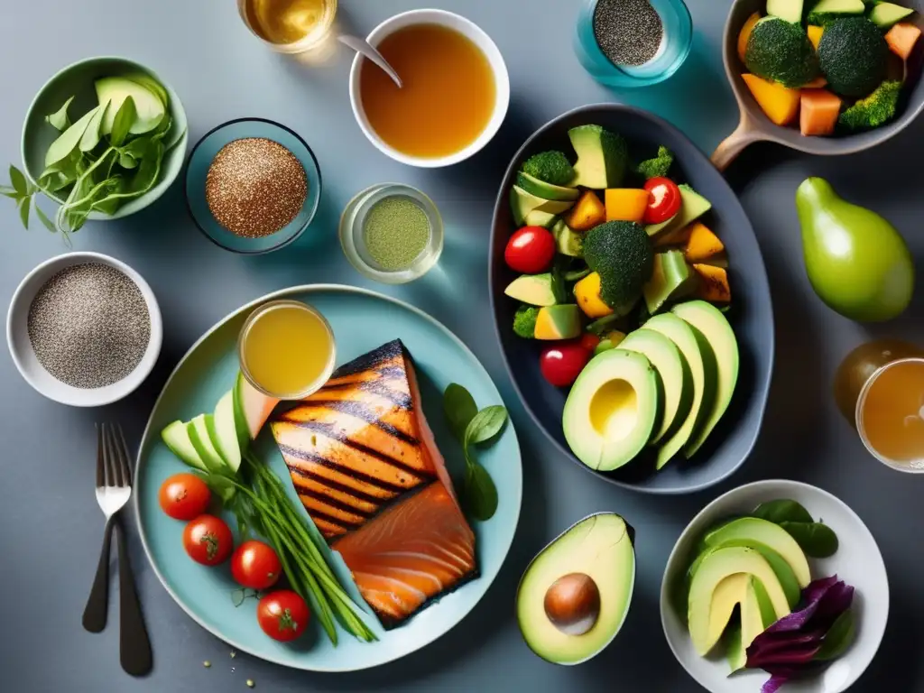 Un almuerzo cetogénico colorido y apetitoso con recetas rápidas cocina cetogénica.