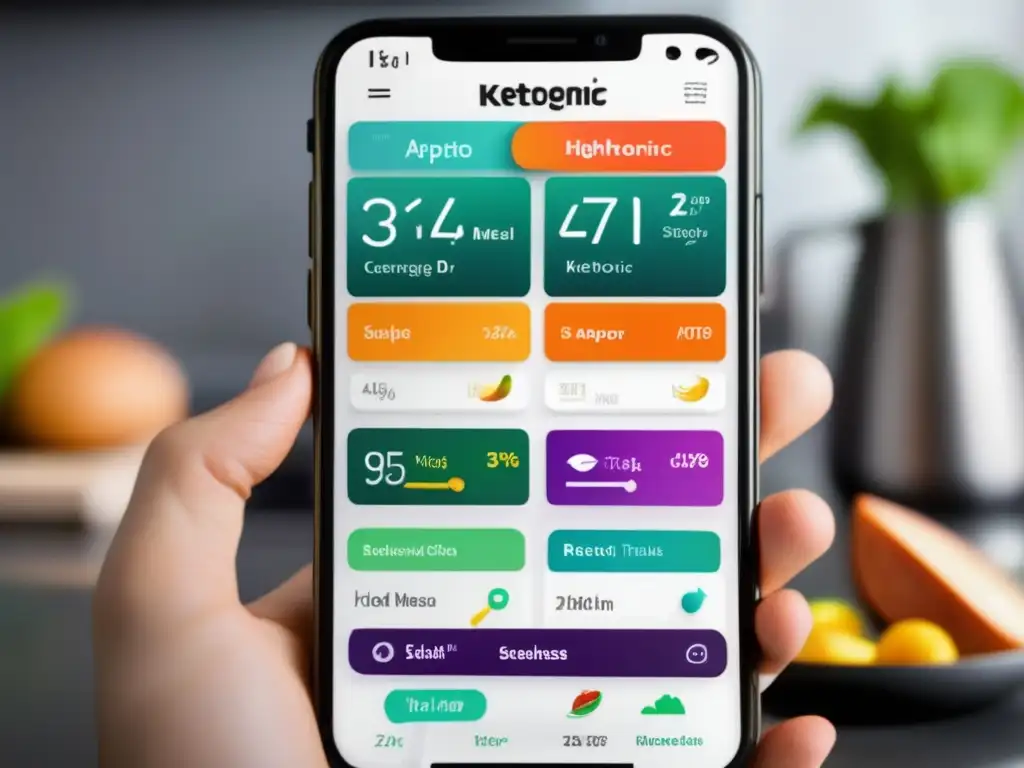App de dieta cetogénica: planificación de comidas, seguimiento de macros y recetas personalizadas en pantalla de smartphone