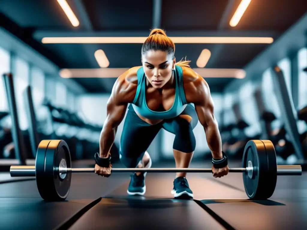 Un atleta profesional se ejercita intensamente en un gimnasio moderno, reflejando la dieta cetogénica y el rendimiento atlético.