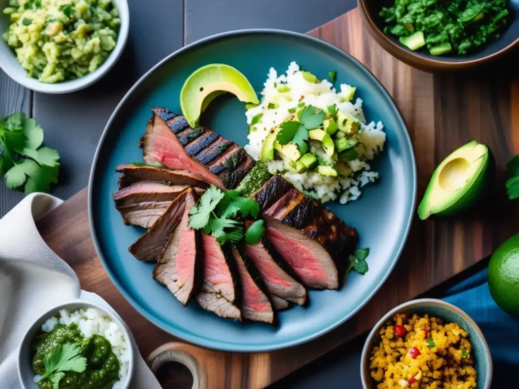 Una deliciosa y colorida presentación de platos tradicionales de la dieta cetogénica alimentación latinoamericana.