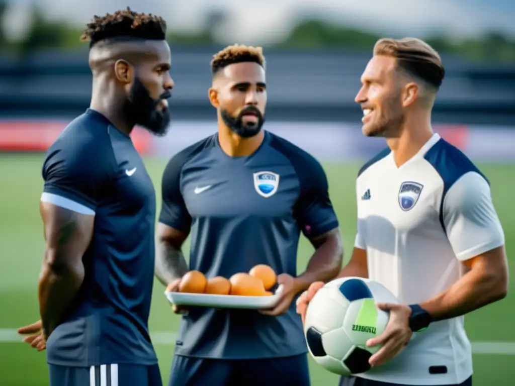 Equipo de fútbol profesional con planes de comidas cetogénicas, preparándose para implementar la dieta cetogénica en su entrenamiento.