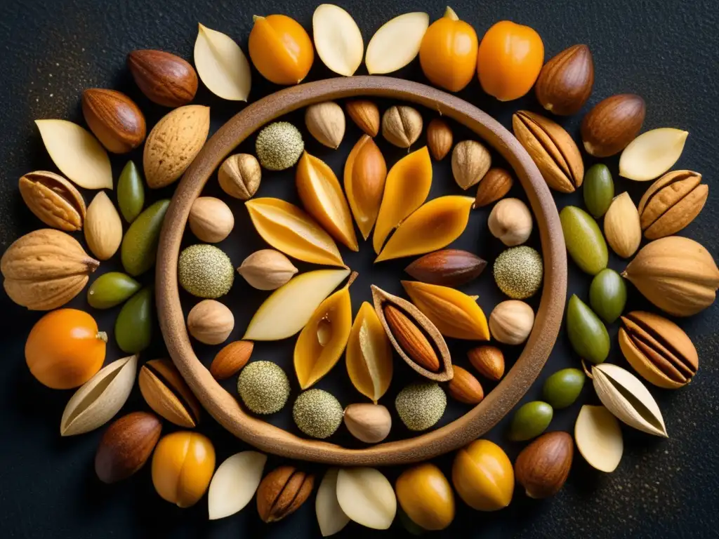 Un exquisito círculo de nueces y semillas cetogénicas, despliega la variedad y los beneficios de este tipo de alimentación.