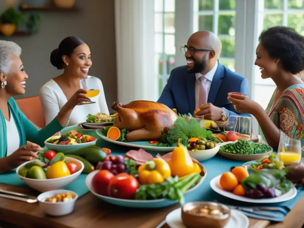 Una familia disfruta de una comida que combina la dieta cetogénica con su herencia culinaria, creando armonía y respeto por las tradiciones.