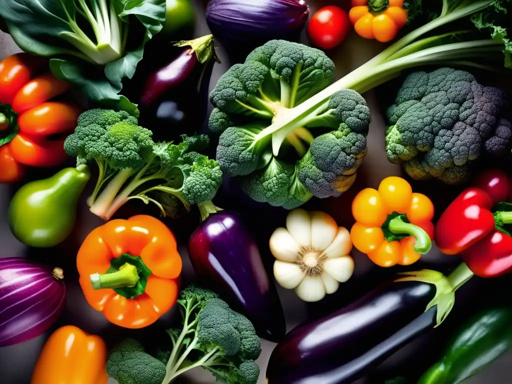 Un festín visual de coloridas verduras frescas, representando la belleza y diversidad de la alimentación cetogénica.