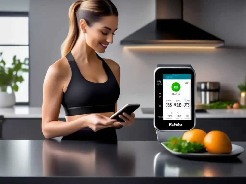 Dispositivo moderno para dieta keto en cocina elegante