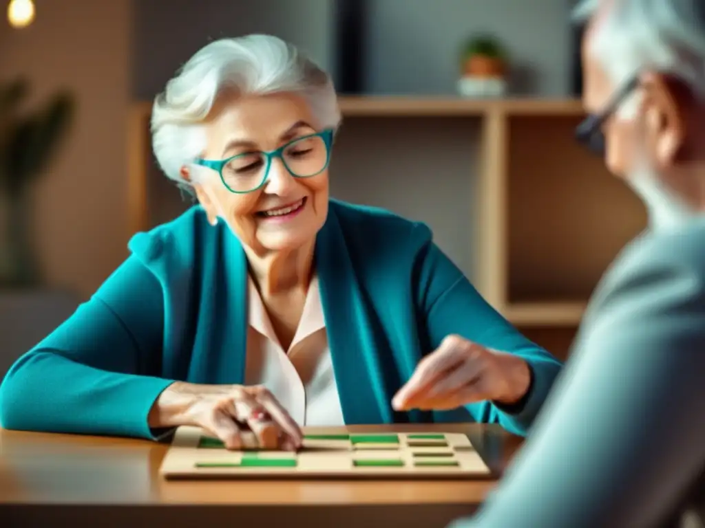 Una persona mayor resolviendo un rompecabezas, reflejando el impacto positivo de la dieta cetogénica en la tercera edad.