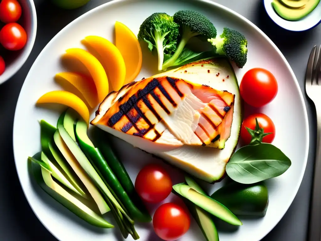 Plato saludable: variedad de alimentos bajos en carbohidratos y amigables con la rosácea