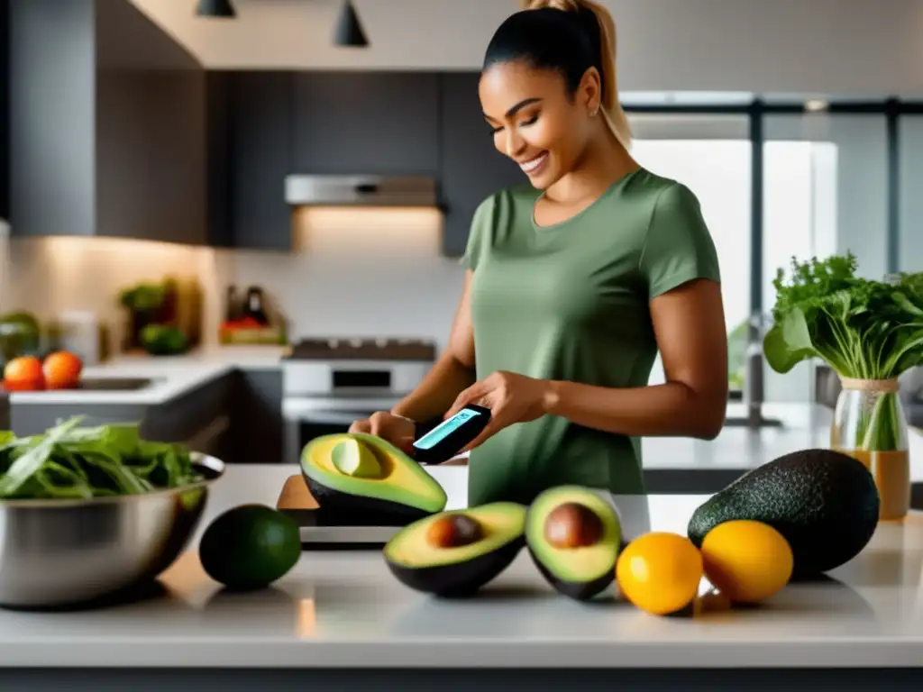 Preparación de alimentos en cocina moderna con ingredientes para estrategias avanzadas cetosis eficiencia metabólica.