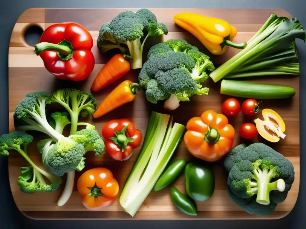 Una presentación apetitosa de verduras frescas y orgánicas, con colores vibrantes y texturas tentadoras que invitan a mejorar la inmunidad con la dieta cetogénica.