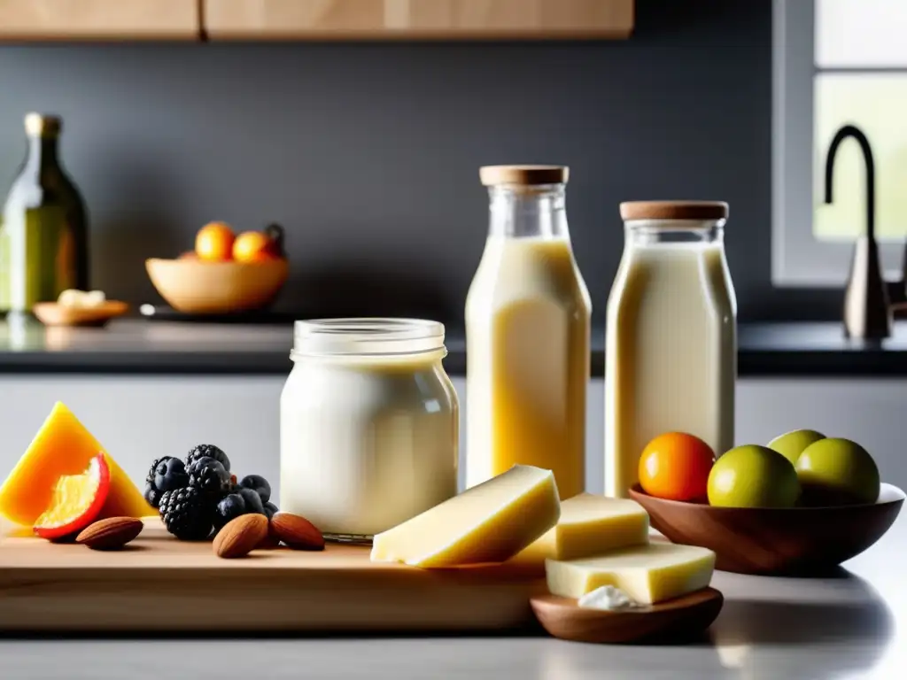 Innovadores productos lácteos cetogénicos en una encimera de cocina moderna