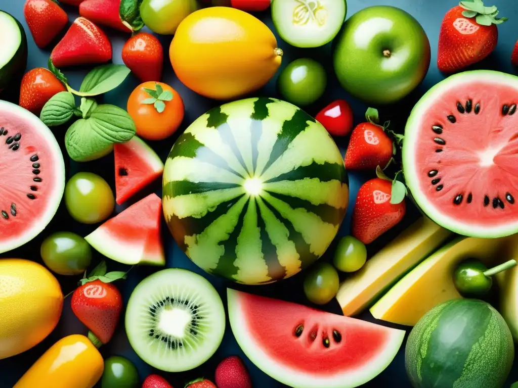 Exuberante variedad de frutas y verduras frescas